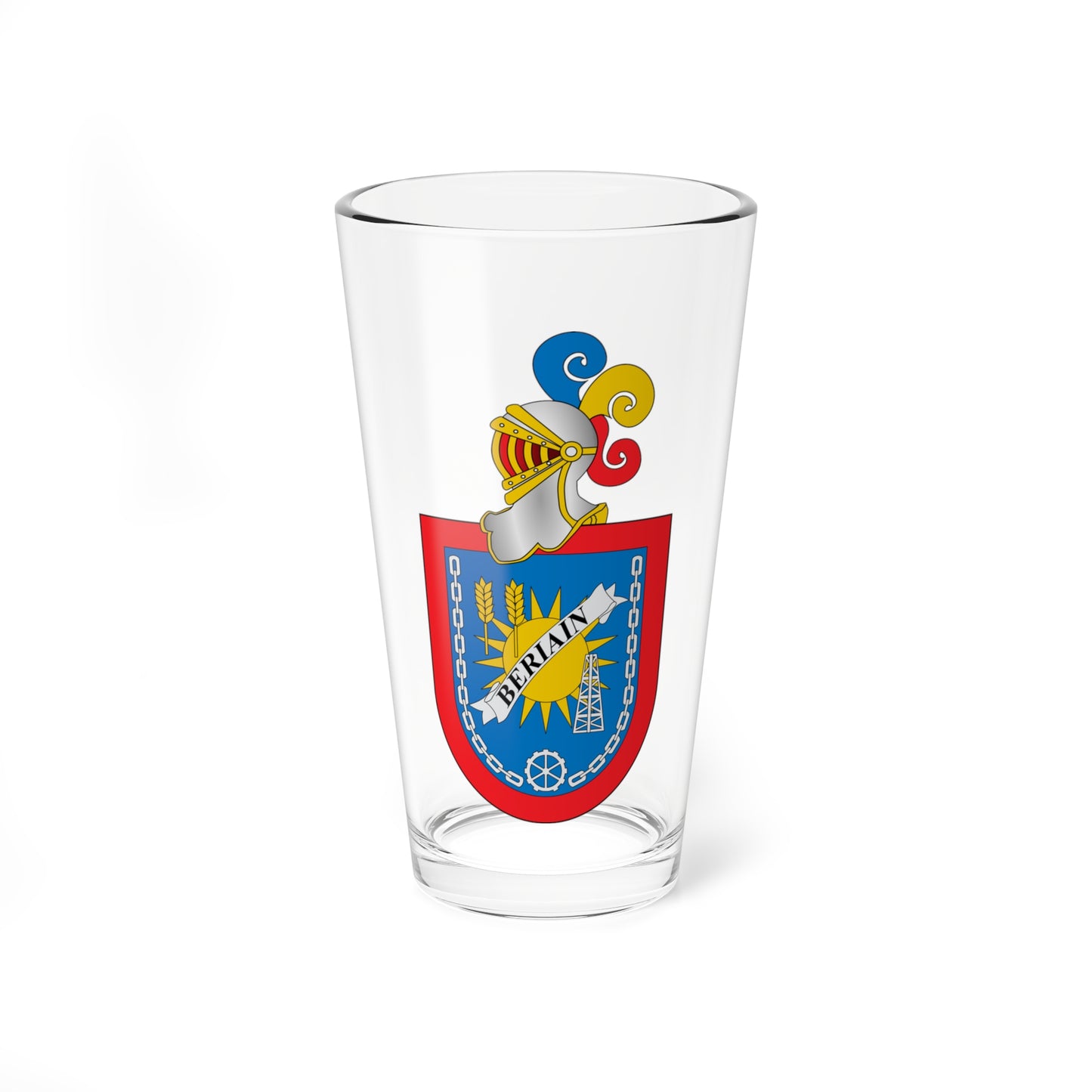 Escudo de Beriáin con casco (Spain) (Coat of Arms) Pint Glass 16oz