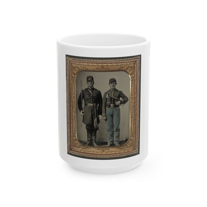 Two Unidentified Soldiers With Sword And Saxhorn (U.S. Civil War) White Coffee Mug