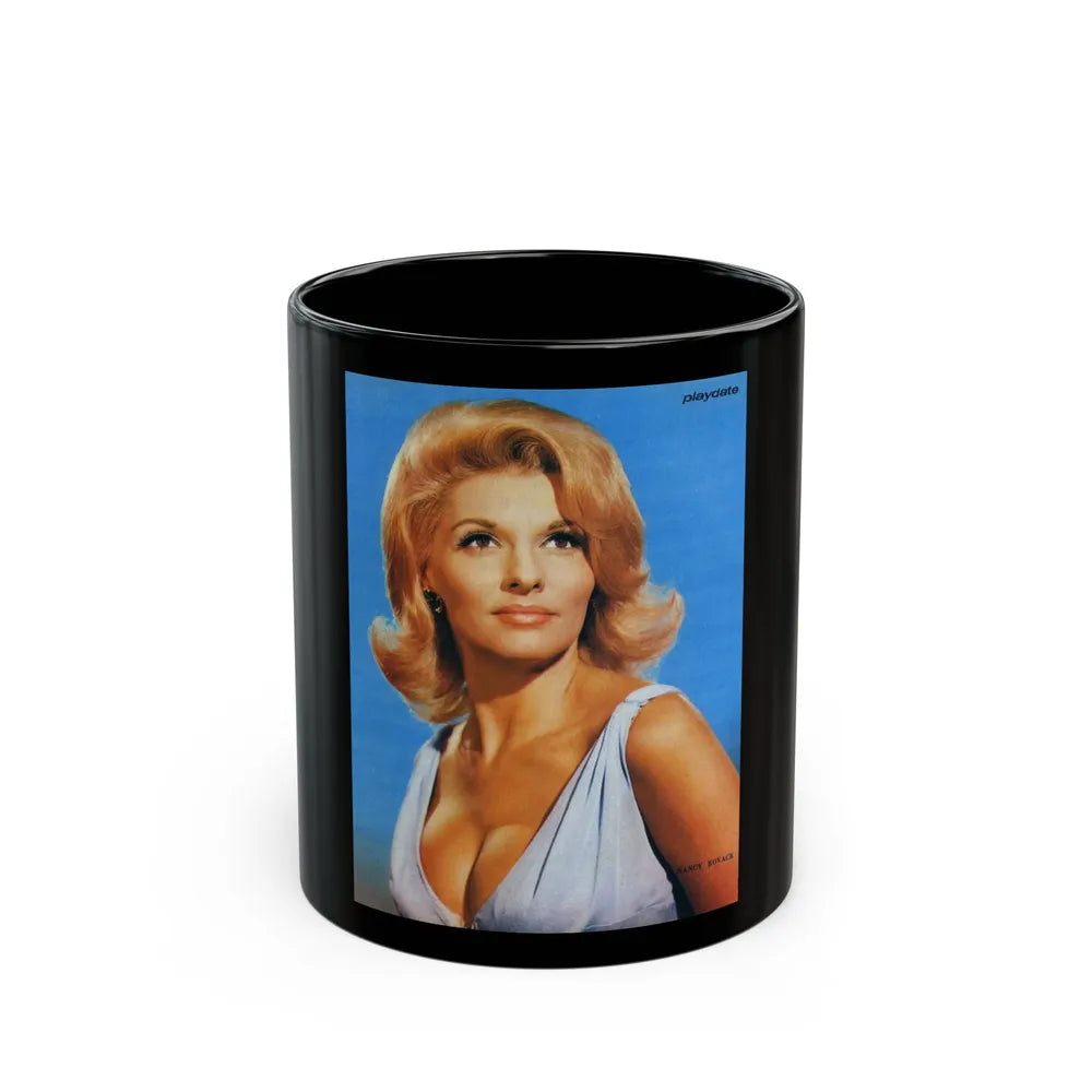 Nancy Kovack #20 (Vintage Female Icon) Black Coffee Mug-11oz-Go Mug Yourself