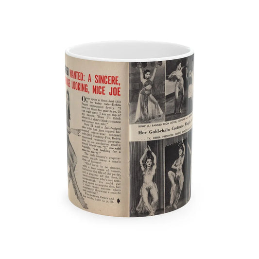 Debra Paget #675 - [Pages 30-34] 1rst 2 of 5 Pages featuring, Debra 7 B&W Photos, Article & Captions from People Today Pocket Mag. 1-26-55 (Vintage Female Icon) White Coffee Mug-11oz-Go Mug Yourself