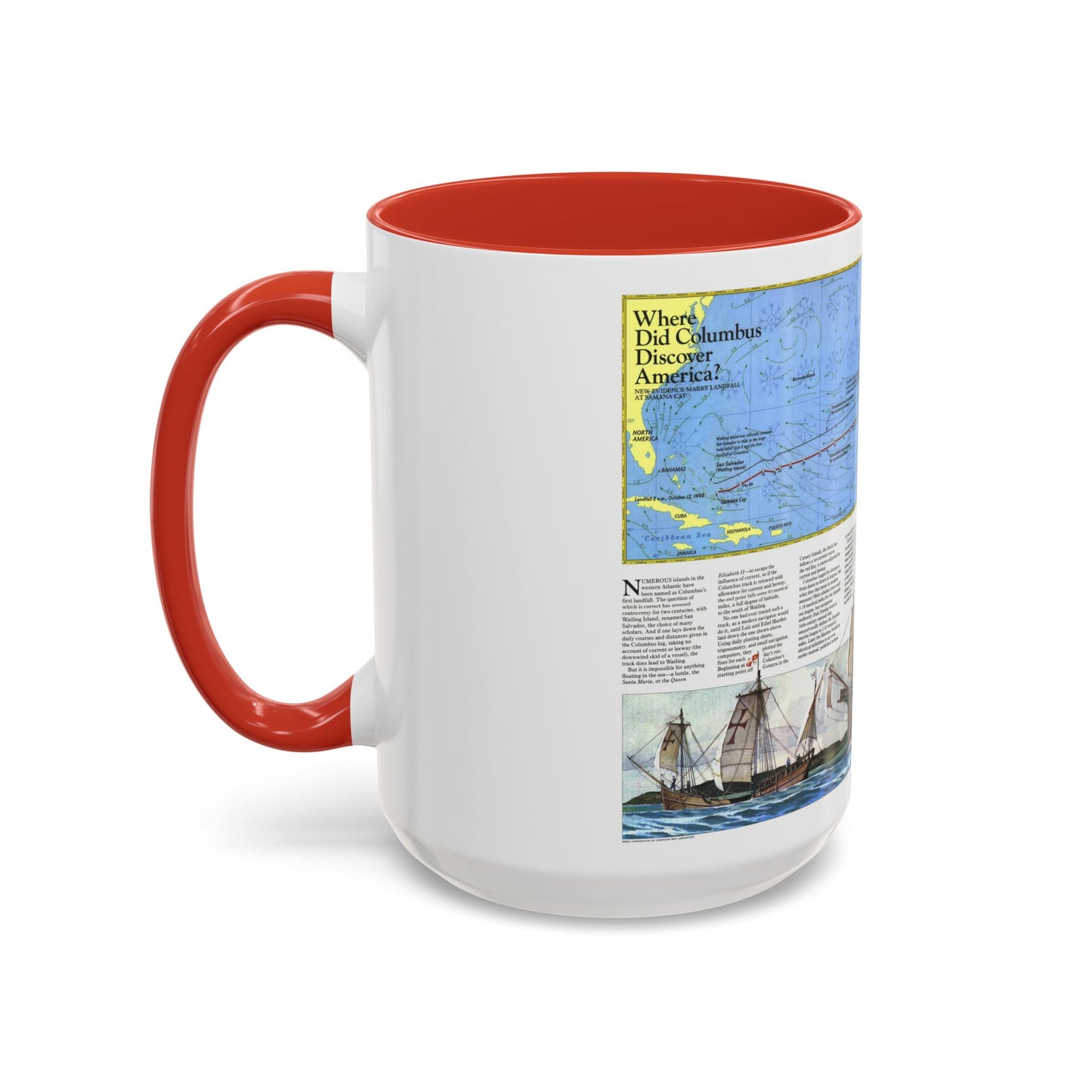 Americas - Where Did Columbus Discover America (1987) (Map) Accent Coffee Mug