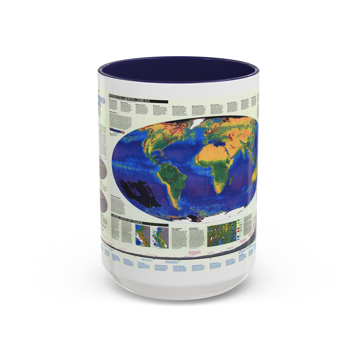 World Map - Endangered Earth (Map) Accent Coffee Mug