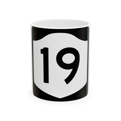 NY-19 (New York) (Road Sign) White Coffee Mug