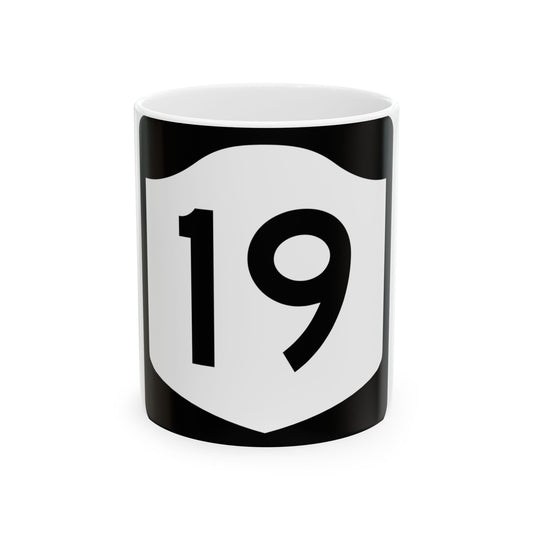 NY-19 (New York) (Road Sign) White Coffee Mug