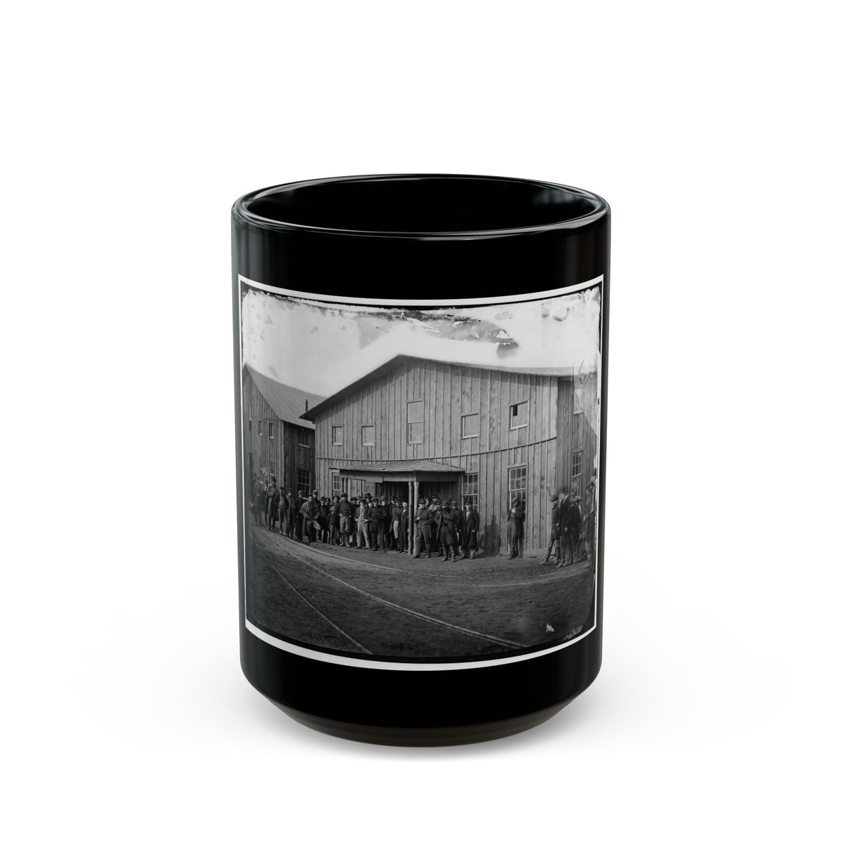 Aquia Creek Landing, Va. Personnel In Front Of Quartermaster's Office (U.S. Civil War) Black Coffee Mug