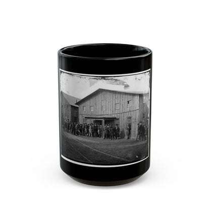 Aquia Creek Landing, Va. Personnel In Front Of Quartermaster's Office (U.S. Civil War) Black Coffee Mug