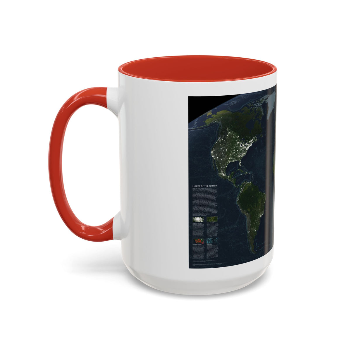 World Map - Earth at Night (2004) (Map) Accent Coffee Mug