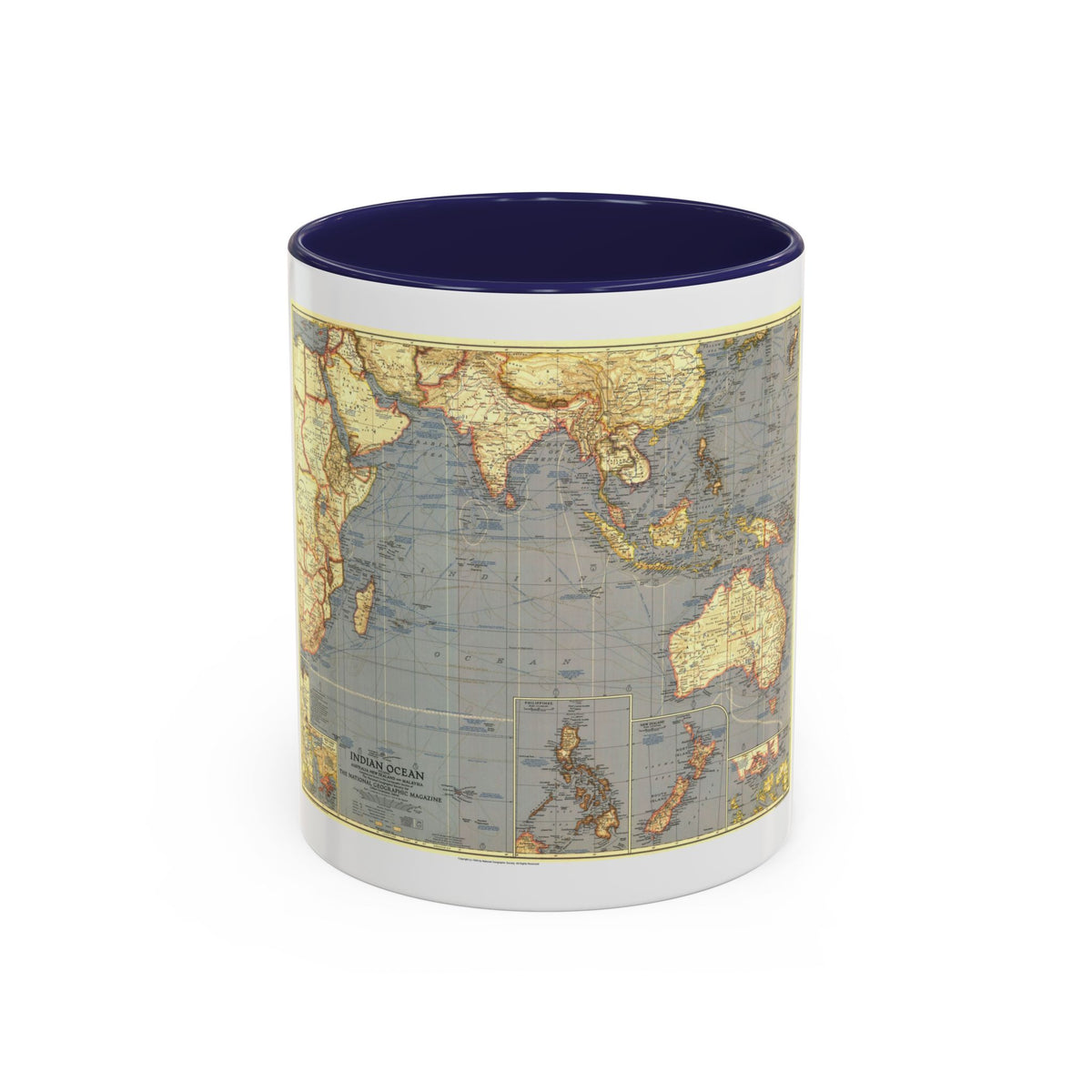 Indian Ocean (1941) (Map) Accent Coffee Mug