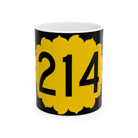 K-214 (Kansas) (Road Sign) White Coffee Mug