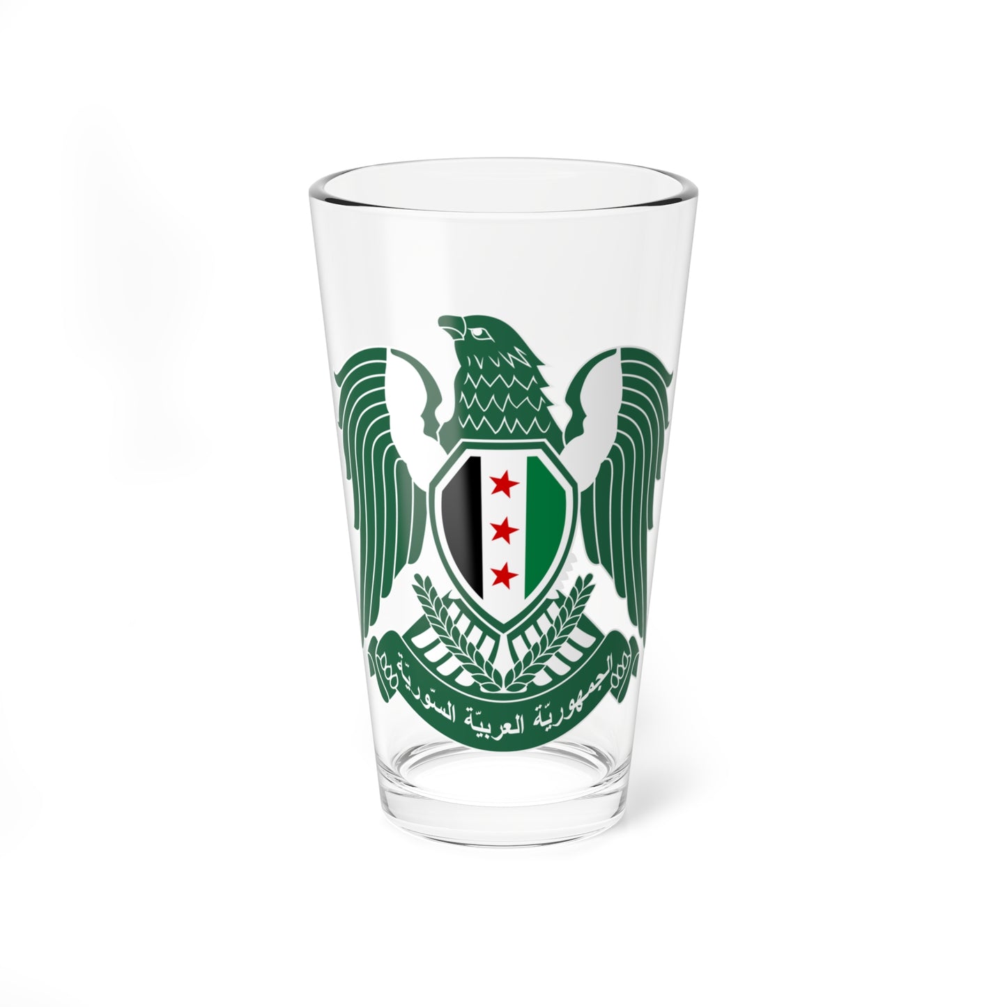 Emblem of Syria 2025present variation MOED secondary (Syria) (Coat of Arms) Pint Glass 16oz