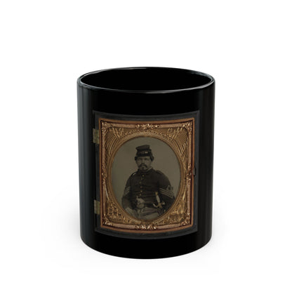 Unidentified Soldier In Union First Sergeant's Uniform With Militia Sword And Revolver (U.S. Civil War) Black Coffee Mug