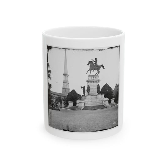 Richmond, Va. Washington Monument; St. Paul's Church In Left Background (U.S. Civil War) White Coffee Mug
