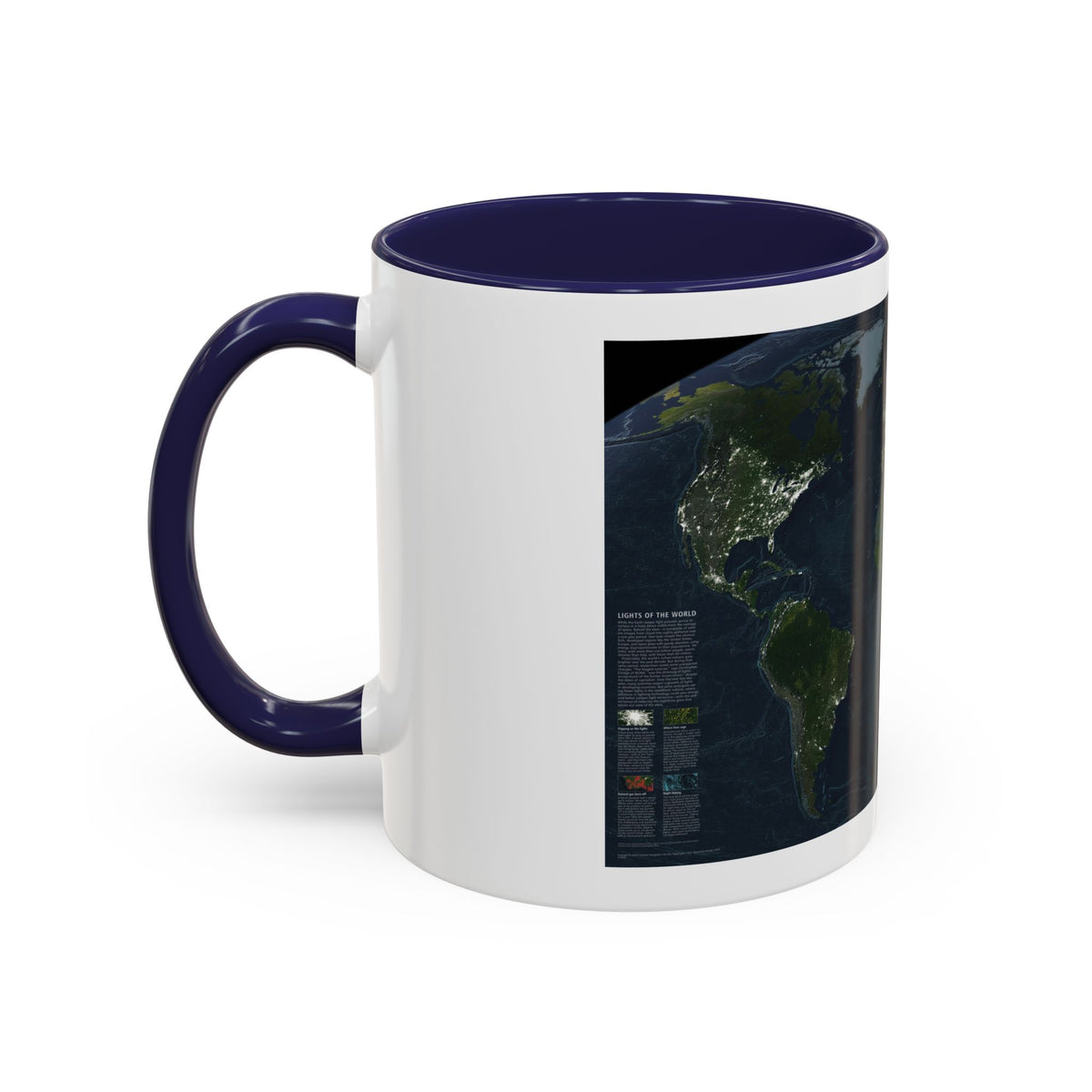 World Map - Earth at Night (2004) (Map) Accent Coffee Mug