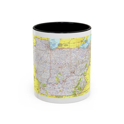 USA - Illinois, Indiana, Ohio, Kentucky 1 (1977) (Map) Accent Coffee Mug