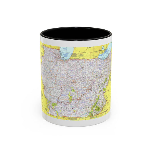 USA - Illinois, Indiana, Ohio, Kentucky 1 (1977) (Map) Accent Coffee Mug