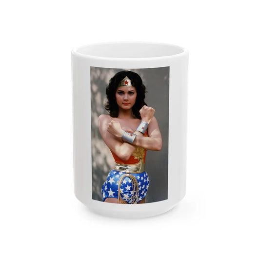 Lynda Carter #263 (Vintage Female Icon) White Coffee Mug-15oz-Go Mug Yourself