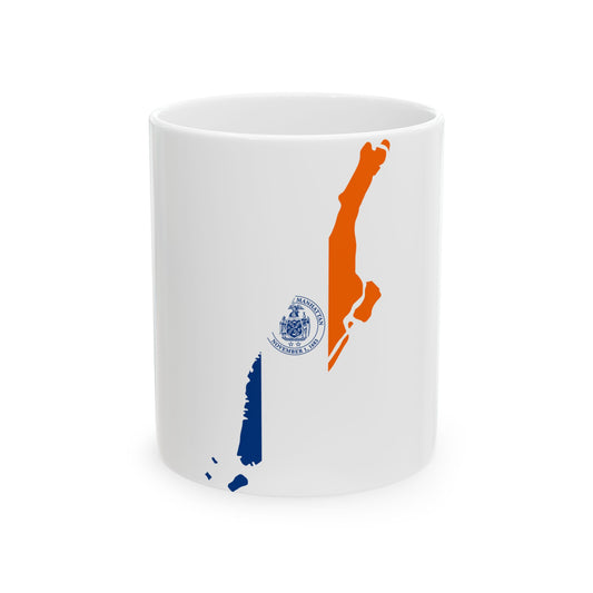 Flag-map of New York County New York (United States) White Coffee Mug