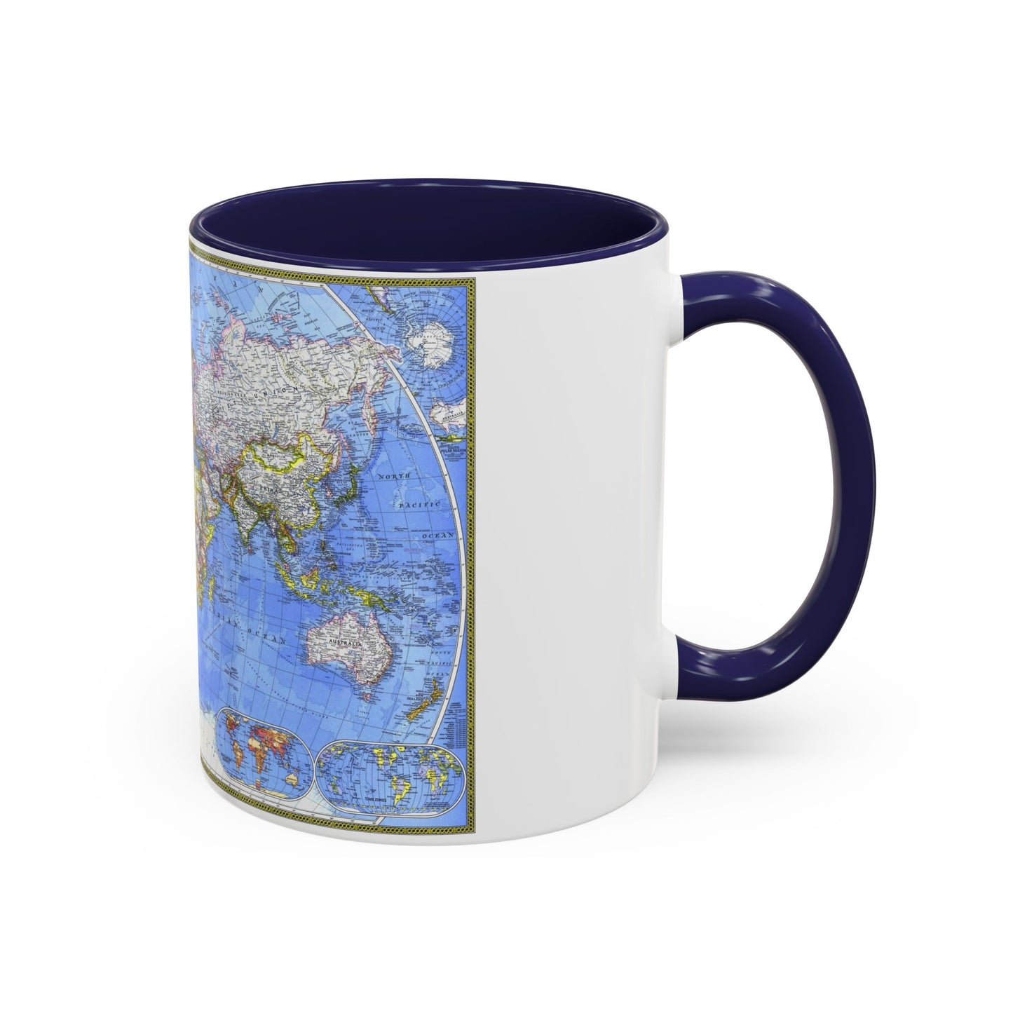 World Map - The Political World (1975) (Map) Accent Coffee Mug