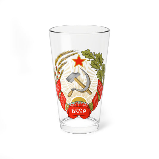 Emblem of the Byelorussian SSR 1927-1937 (Belarus) (Coat of Arms) Pint Glass 16oz