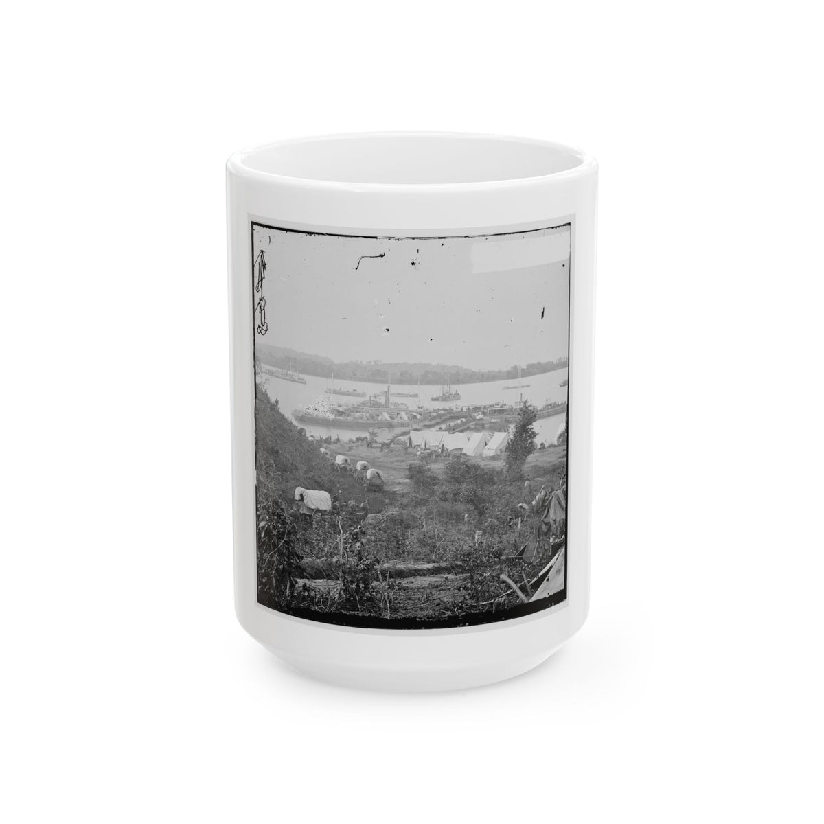 Belle Plain, Va.  Army Wagons And Transports At The Lower Landing (U.S. Civil War) White Coffee Mug