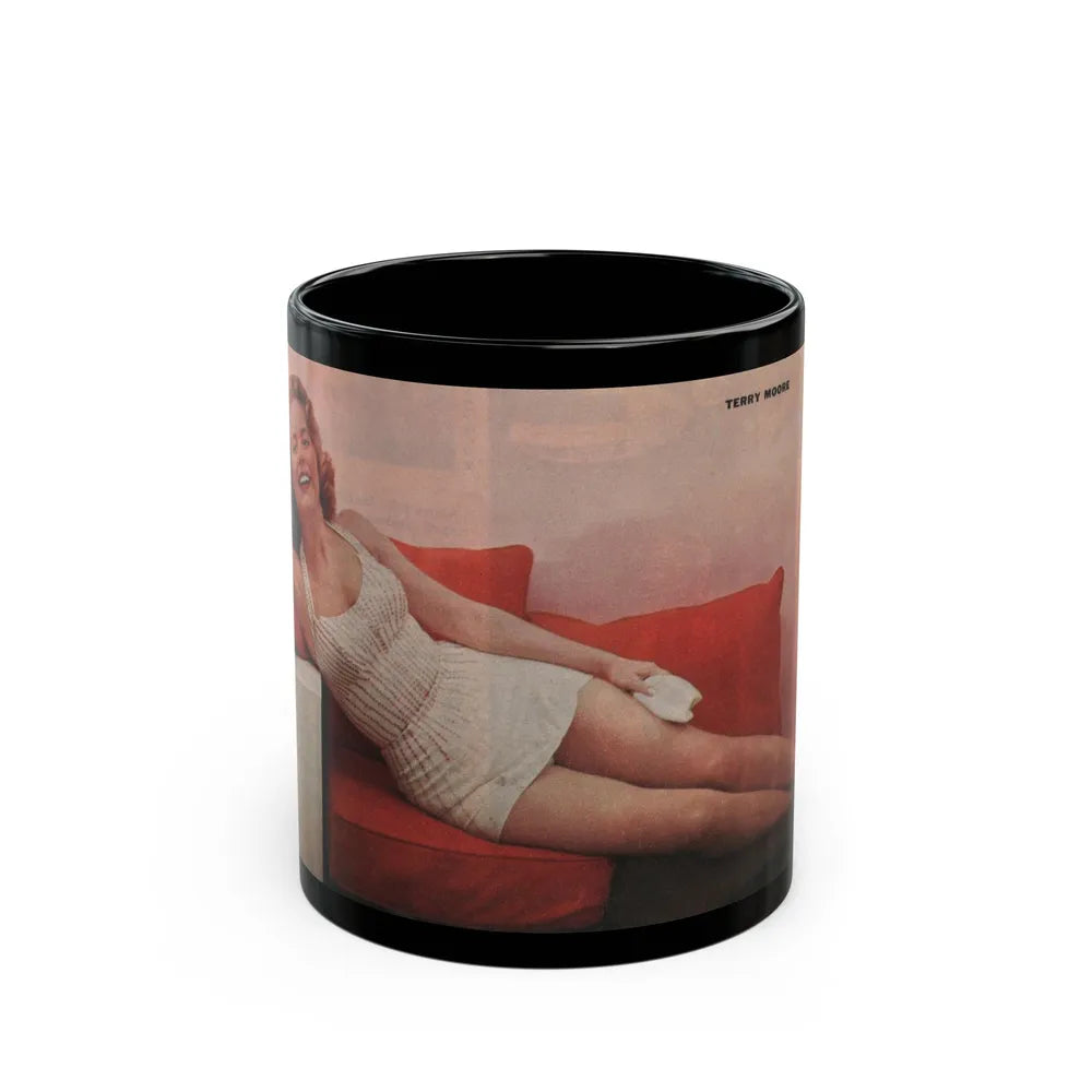 Terry Moore #556 - 7.75x3.75 Magazine Page Photo Clipping (Vintage Female Icon) Black Coffee Mug-11oz-Go Mug Yourself