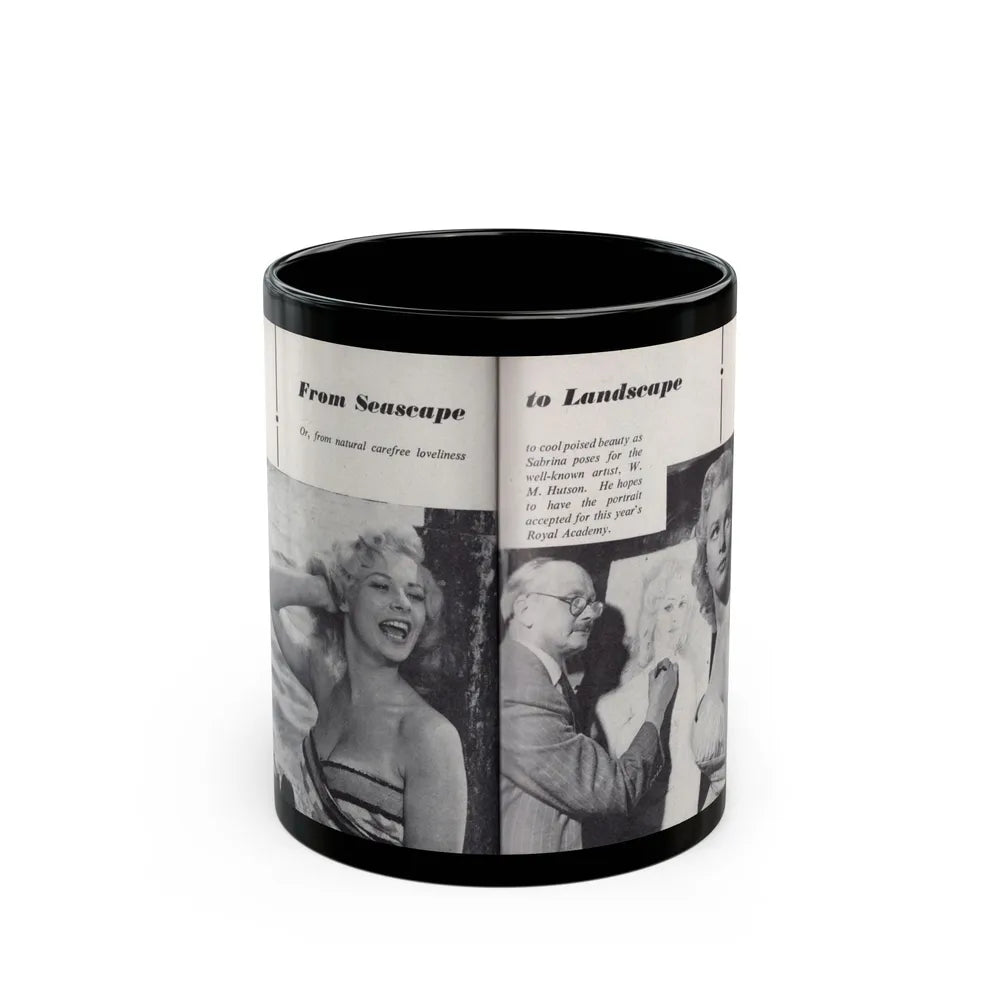 Norma Sykes #160 - 66 PHOTOGRAPHS OF Sabrina U.K. Pocket Mag. Pages 50 & 51 (Vintage Female Icon) Black Coffee Mug-11oz-Go Mug Yourself