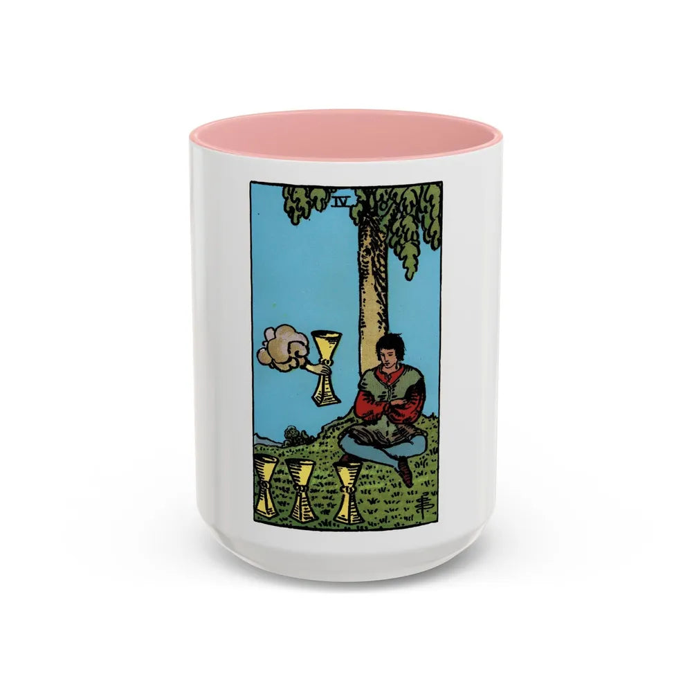 The 4 of Cups (Tarot Card) Accent Coffee Mug-15oz-Pink-Go Mug Yourself