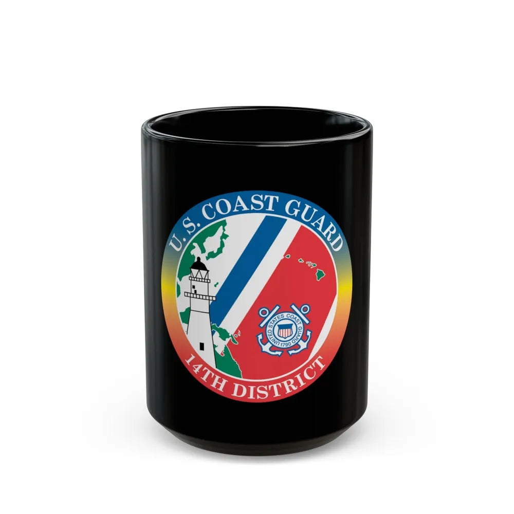 14th CG District (U.S. Coast Guard) Black Coffee Mug-15oz-Go Mug Yourself