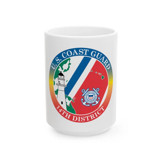 14th CG District (U.S. Coast Guard) White Coffee Mug-15oz-Go Mug Yourself