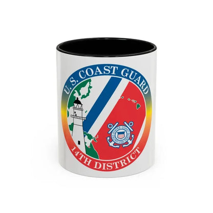 14th CG District (U.S. Coast Guard) Accent Coffee Mug 11oz Black - Go Mug Yourself