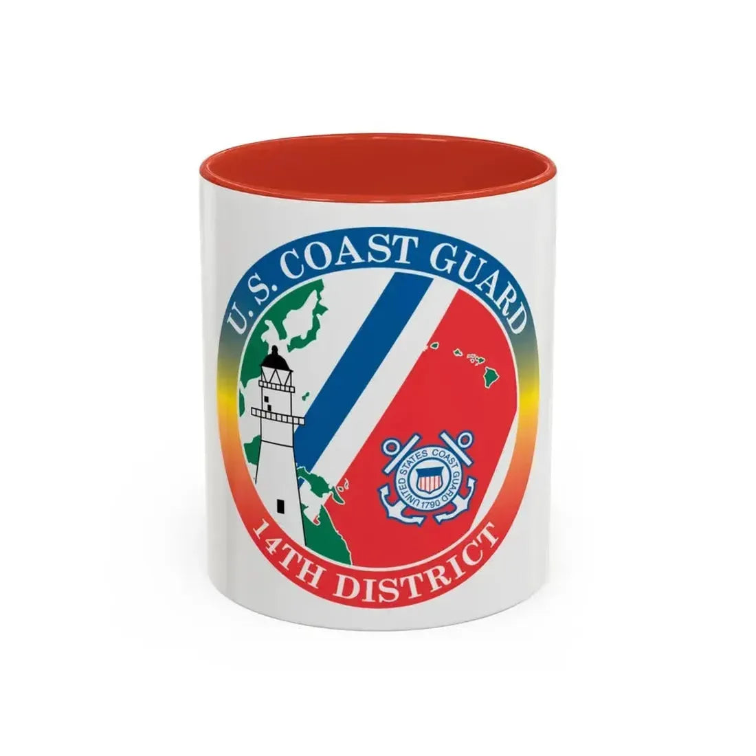 14th CG District (U.S. Coast Guard) Accent Coffee Mug 11oz Red - Go Mug Yourself