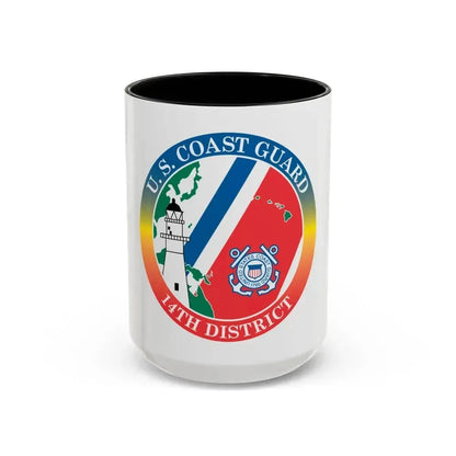 14th CG District (U.S. Coast Guard) Accent Coffee Mug 15oz Black - Go Mug Yourself