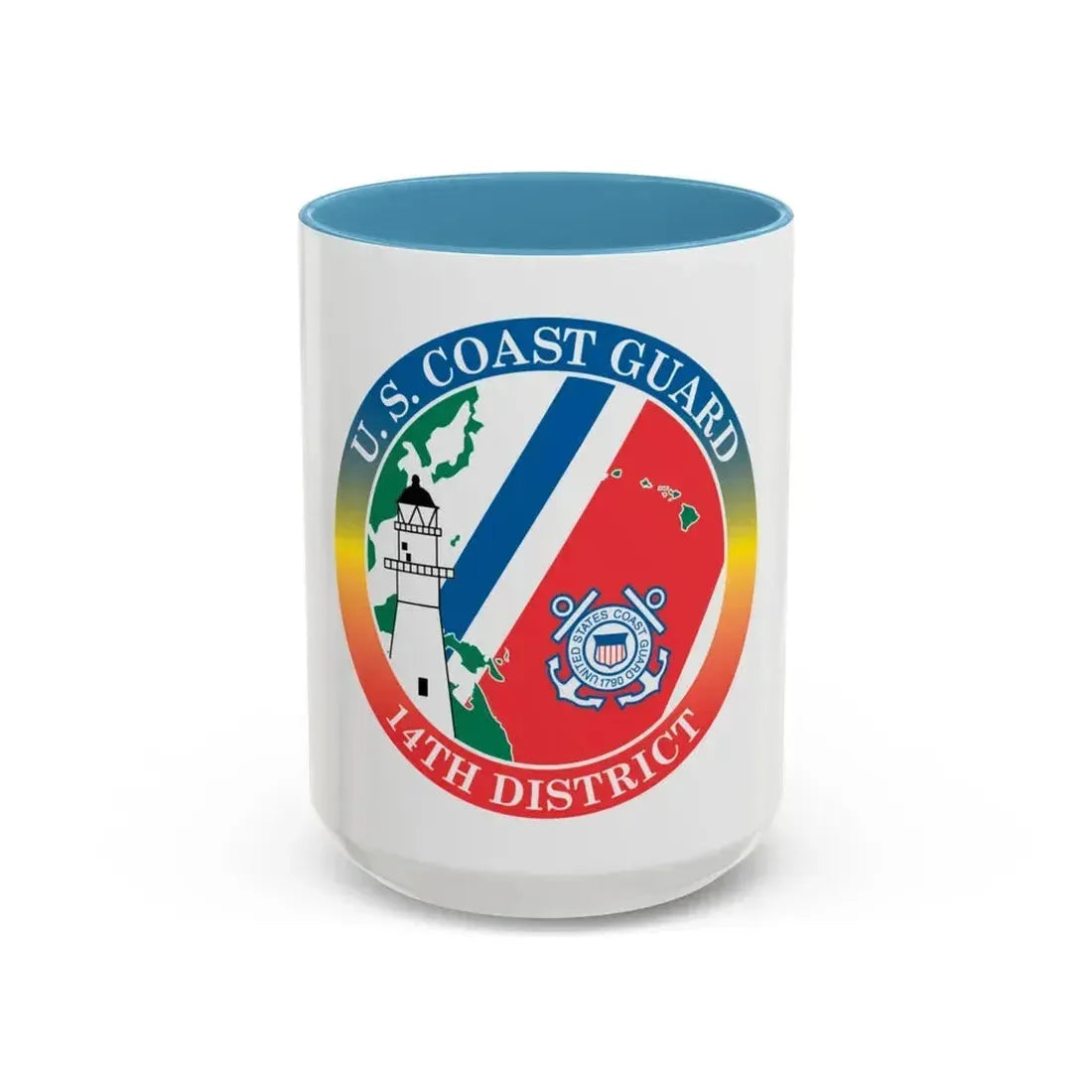 14th CG District (U.S. Coast Guard) Accent Coffee Mug 15oz Light Blue - Go Mug Yourself