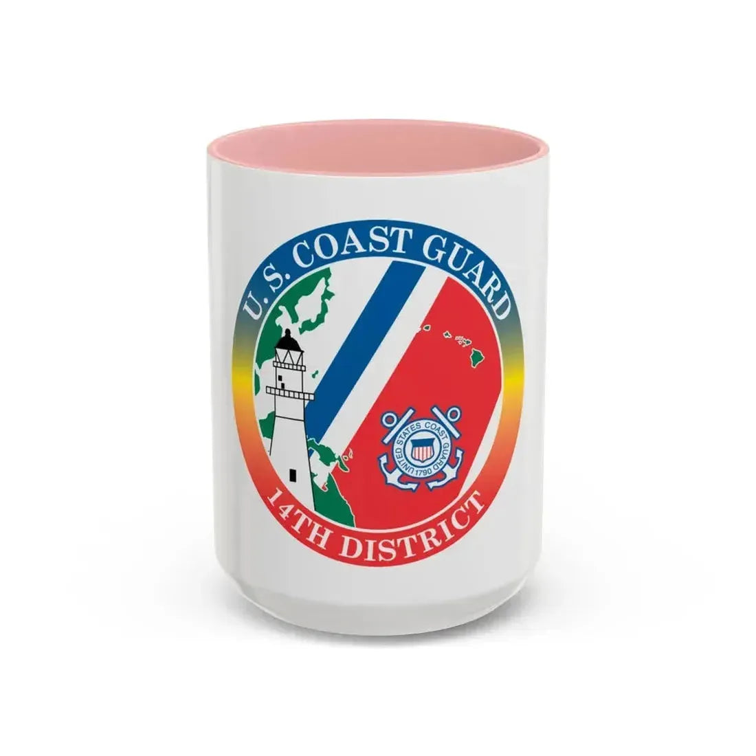 14th CG District (U.S. Coast Guard) Accent Coffee Mug 15oz Pink - Go Mug Yourself