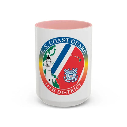 14th CG District (U.S. Coast Guard) Accent Coffee Mug 15oz Pink - Go Mug Yourself
