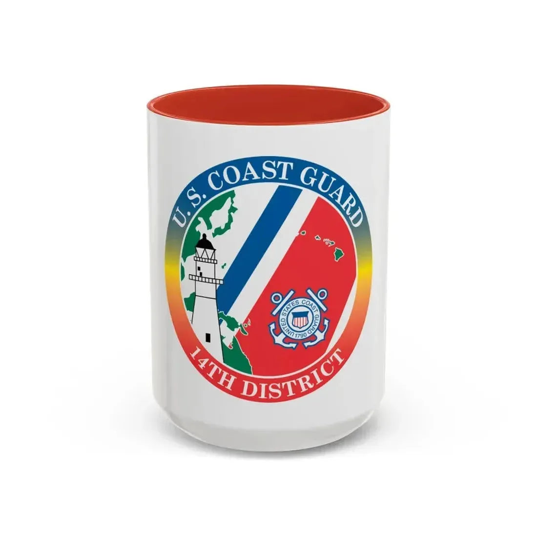 14th CG District (U.S. Coast Guard) Accent Coffee Mug 15oz Red - Go Mug Yourself