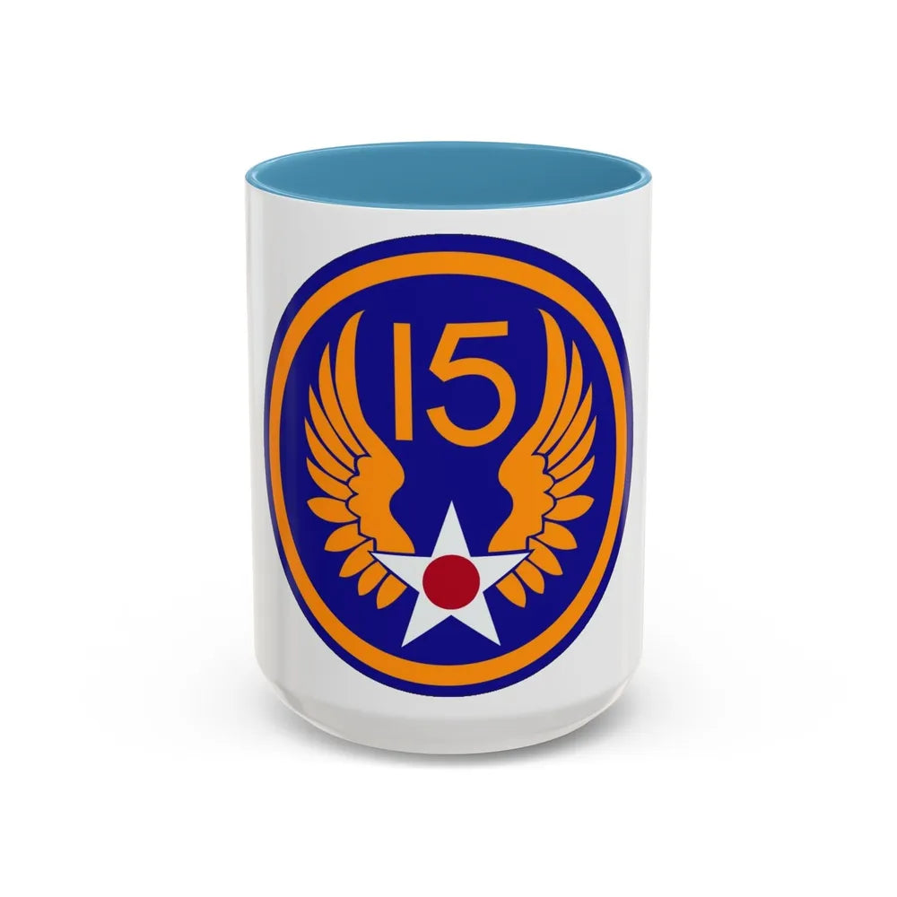 15 Air Force (U.S. Army) Accent Coffee Mug-15oz-Light Blue-Go Mug Yourself