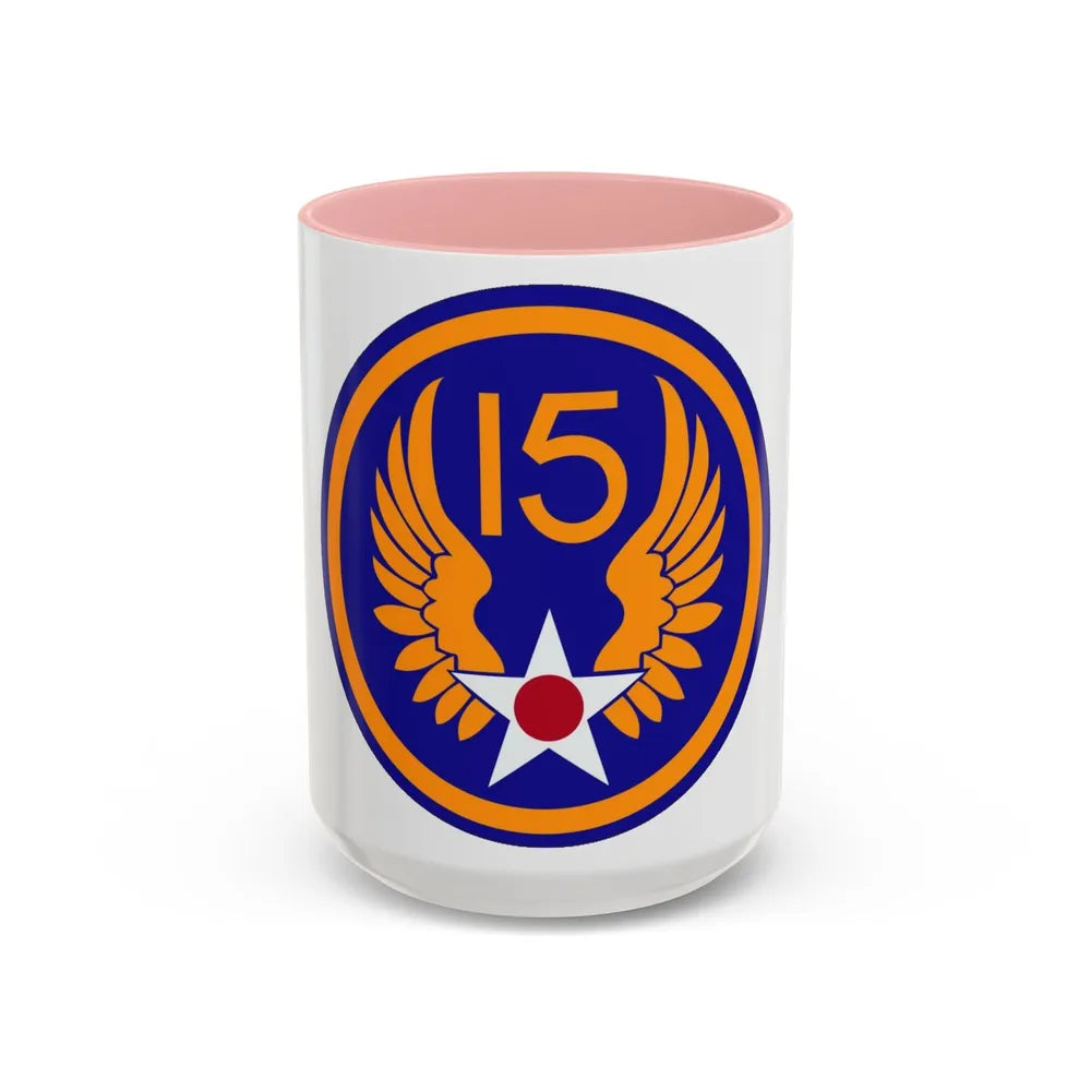 15 Air Force (U.S. Army) Accent Coffee Mug-15oz-Pink-Go Mug Yourself