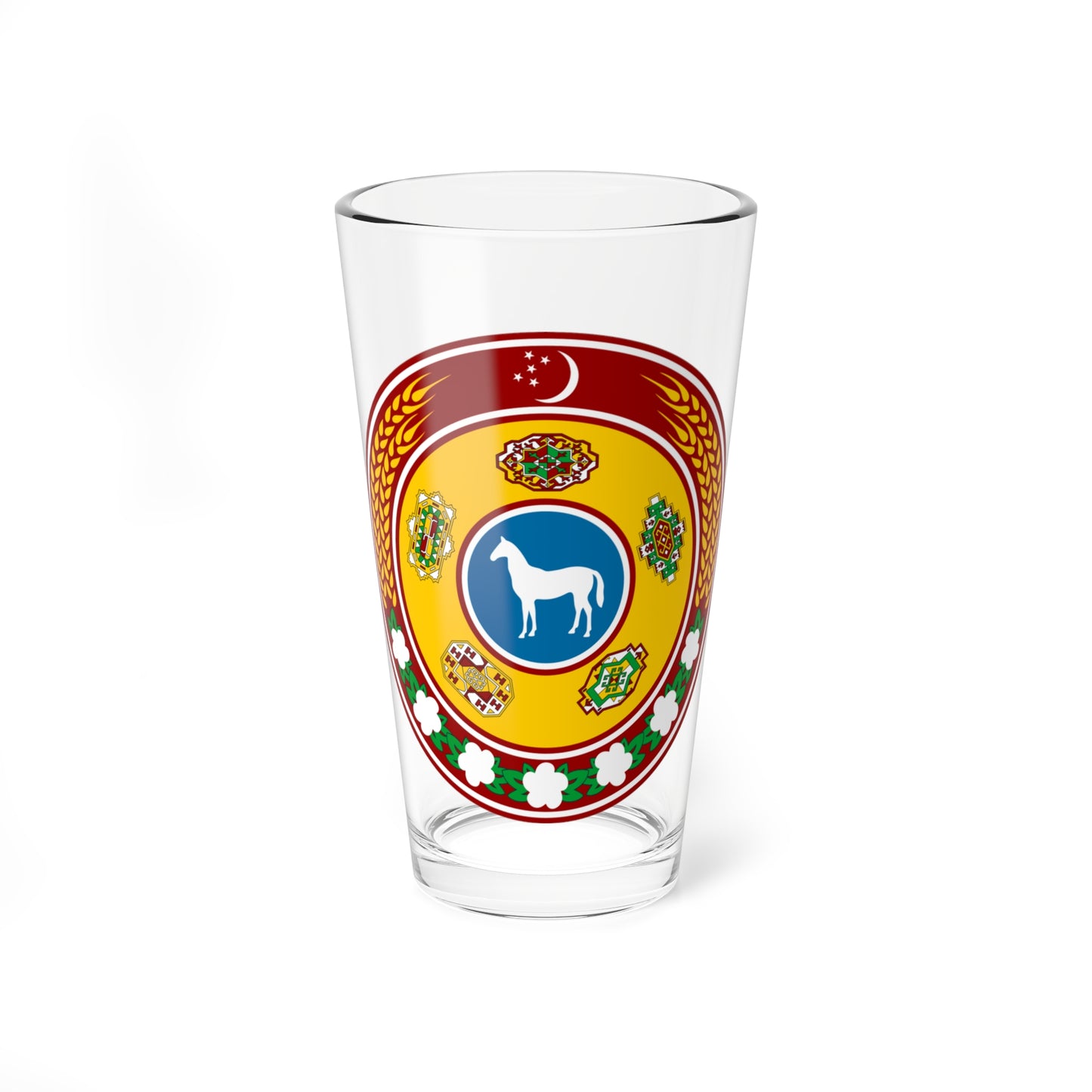 Emblem of Turkmenistan 1992-2000 (Turkmenistan) (Coat of Arms) Pint Glass 16oz