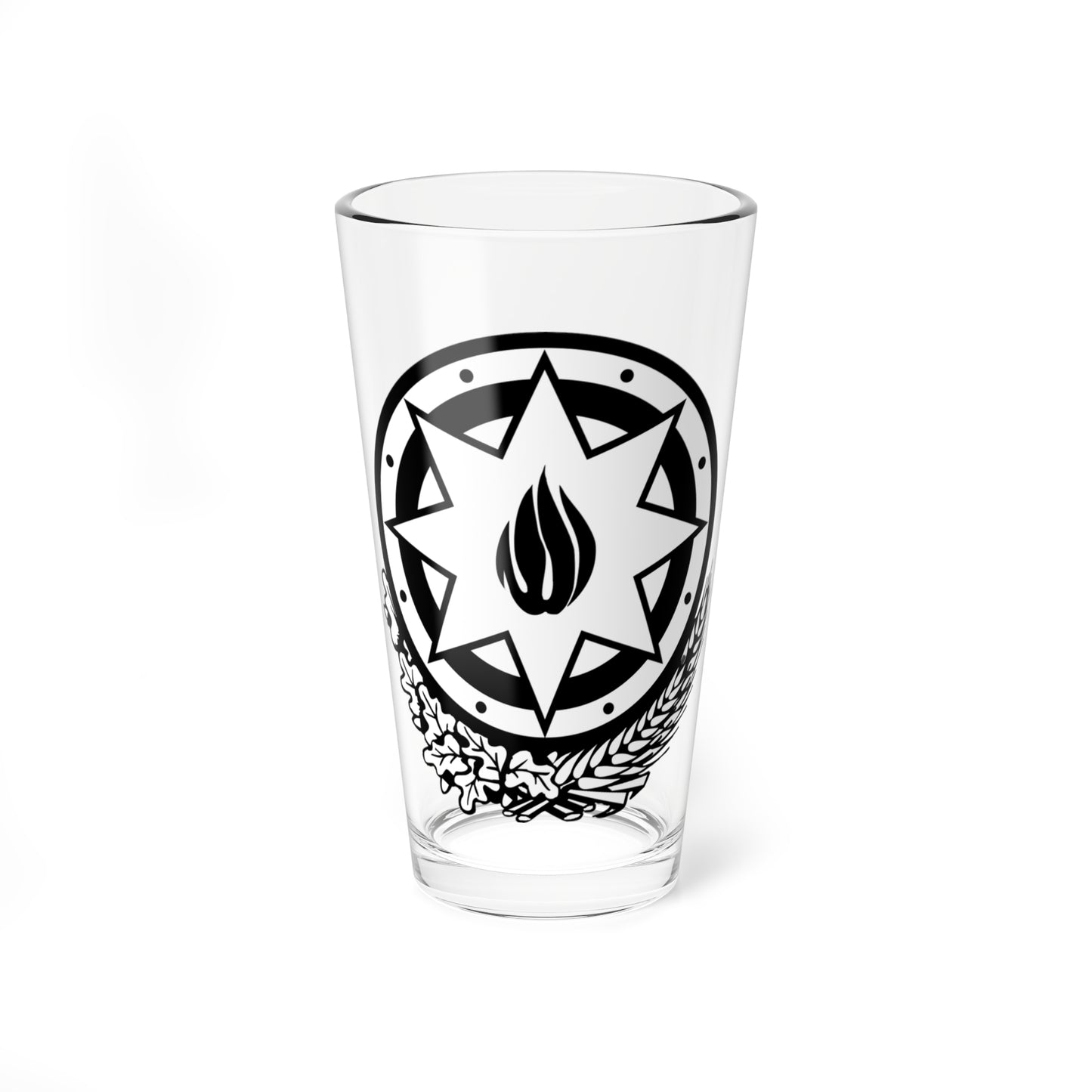 Emblem of Azerbaijan black-white (Azerbaijan) (Coat of Arms) Pint Glass 16oz