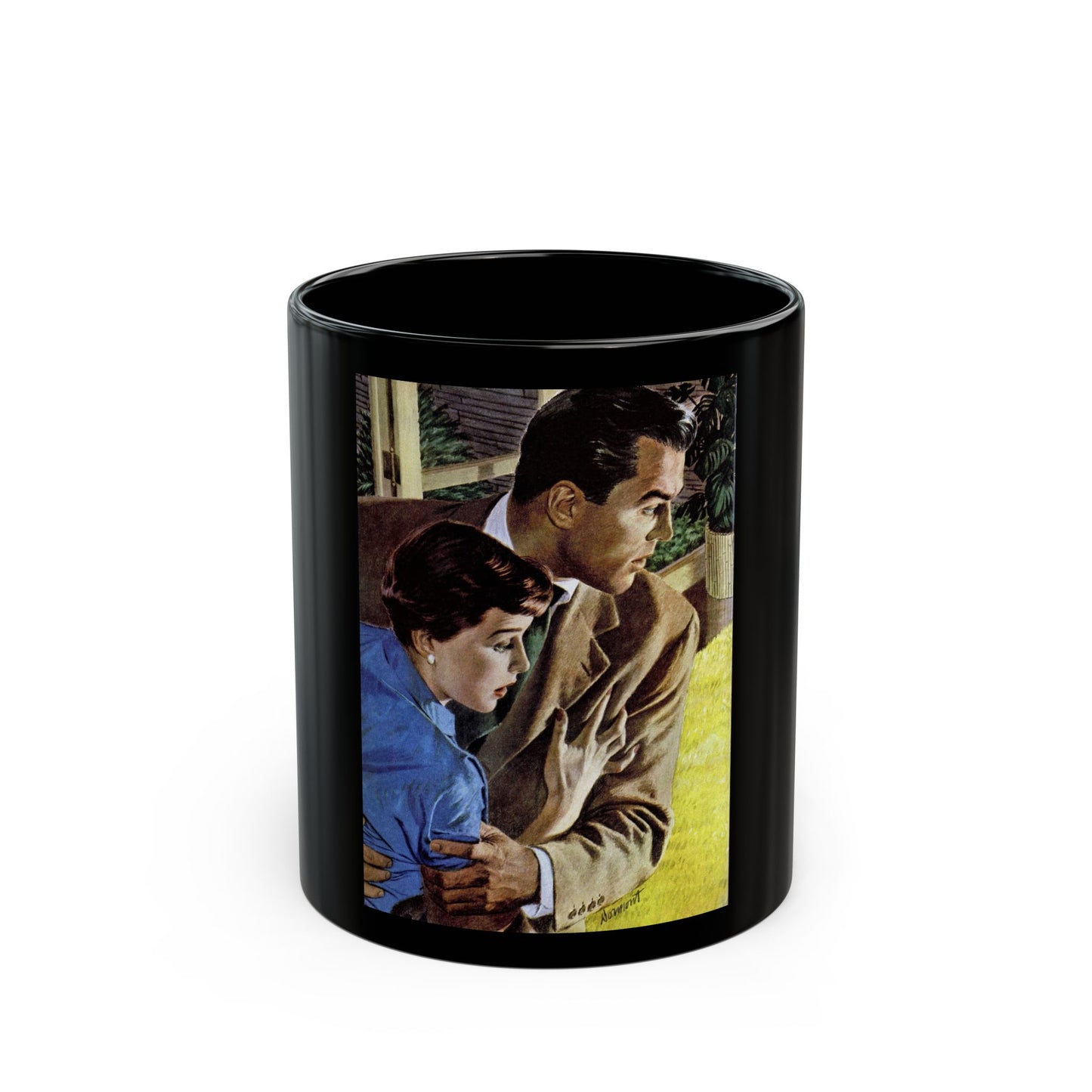 Girl On the Spot (Pt. 1), Redbook, March 1950 - Black Coffee Mug-11oz-Go Mug Yourself