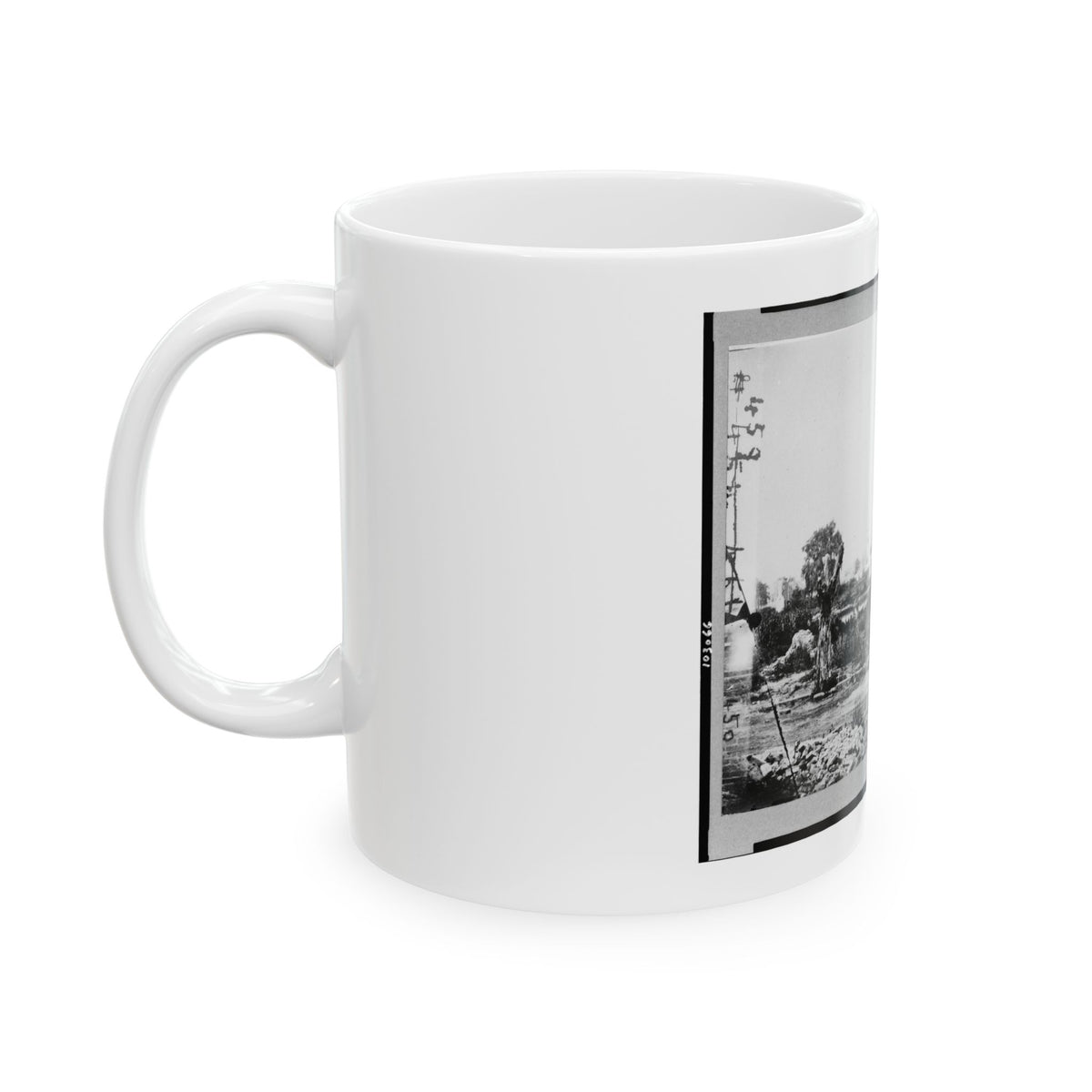 Ruins At Hampton, Virginia Showing Chimneys, And Man Standing (U.S. Civil War) White Coffee Mug