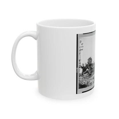 Ruins At Hampton, Virginia Showing Chimneys, And Man Standing (U.S. Civil War) White Coffee Mug