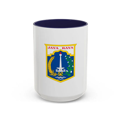 Flag of Jakarta Indonesia - Accent Coffee Mug-15oz-Navy-Go Mug Yourself