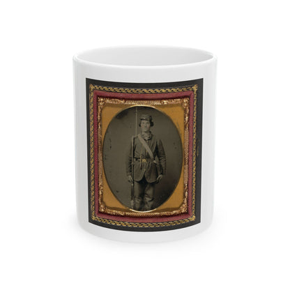 Unidentified Soldier In Union Uniform With Bayoneted Musket And Cartridge Box (U.S. Civil War) White Coffee Mug