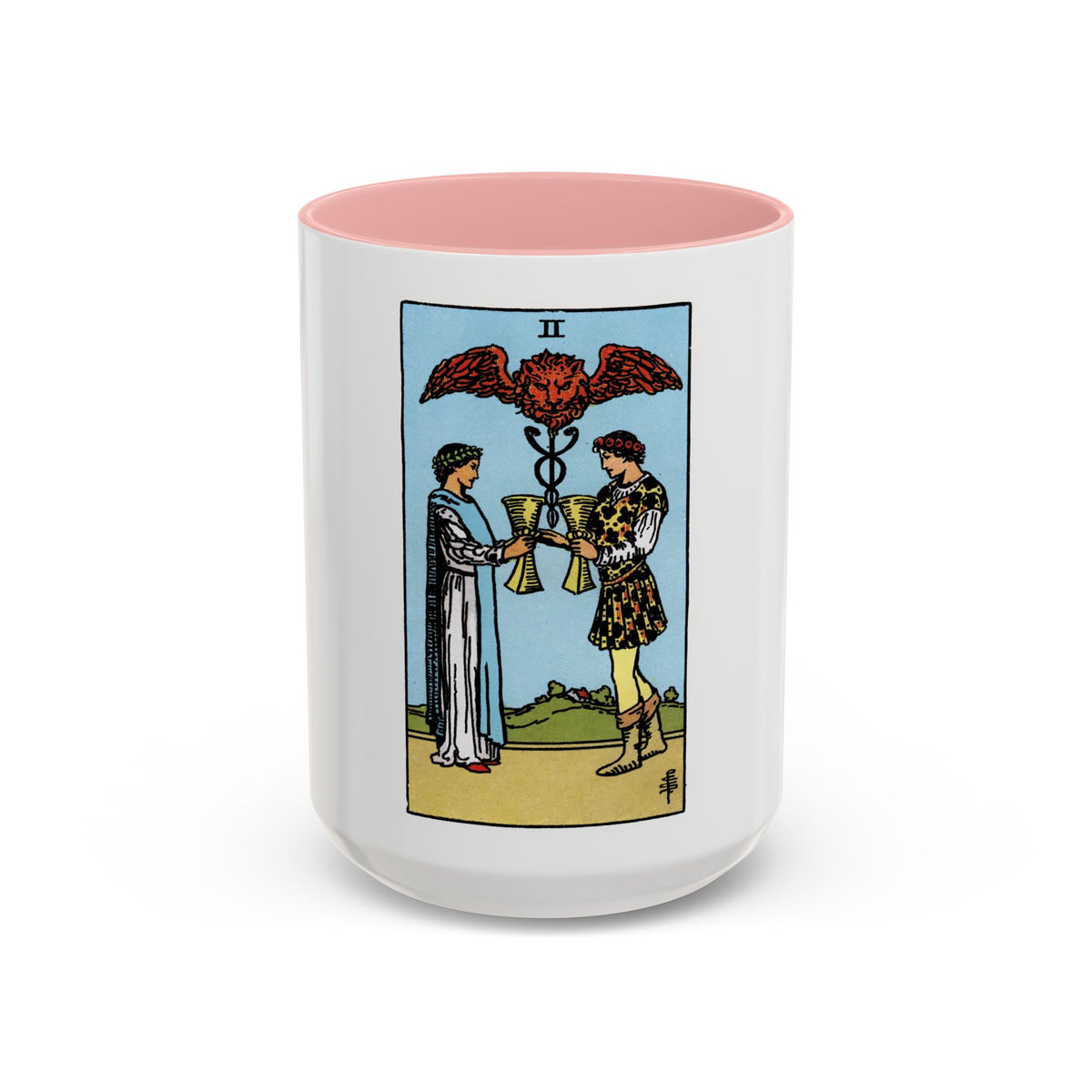 The 2 of Cups (Tarot Card) Accent Coffee Mug