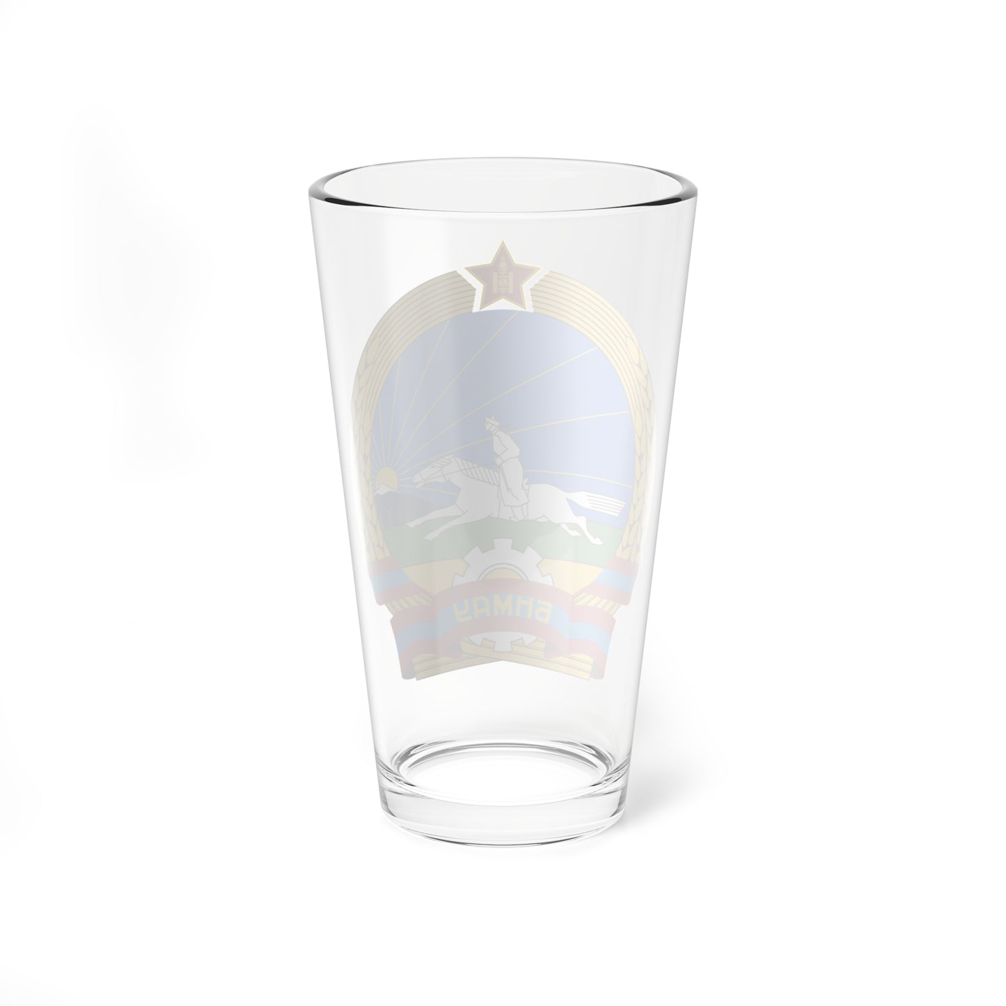 State emblem of the Peoples republic of Mongolia 1960-1992 (Mongolia) (Coat of Arms) Pint Glass 16oz
