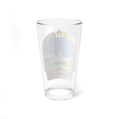 State emblem of the Peoples republic of Mongolia 1960-1992 (Mongolia) (Coat of Arms) Pint Glass 16oz