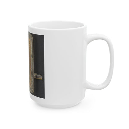 Unidentified Soldier In Confederate Cavalry Uniform With Sharps Carbine, Pistol, And Knife (1) (U.S. Civil War) White Coffee Mug