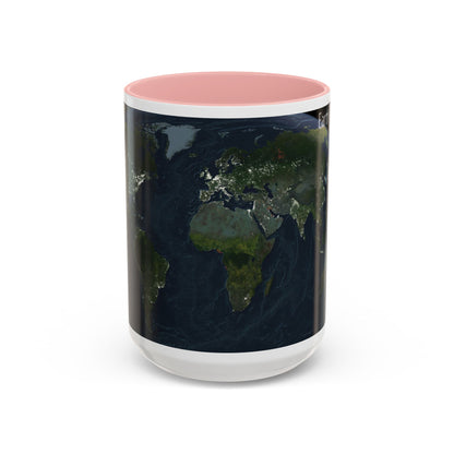 World Map - Earth at Night (2004) (Map) Accent Coffee Mug